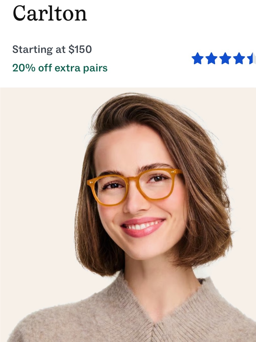 Brand New Warby Parker Carlton Glasses in Apricot, with prescription lenses
